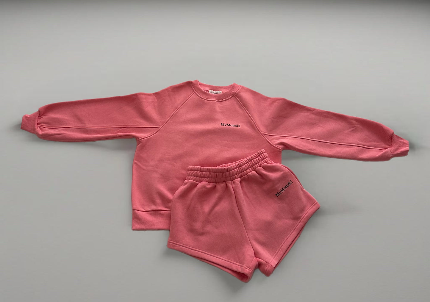 Two-piece Sweatshirt and Shorts Set-PINK