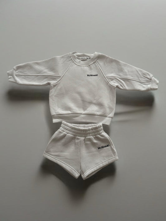 Baby & Toddler White UNISEX Fleece Two-piece Shorts Set